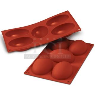 BRAND NEW! Silikomart Commercial Terracotta 5 Half Egg Style Non-Stick Silicone Mould! Model: SF041!