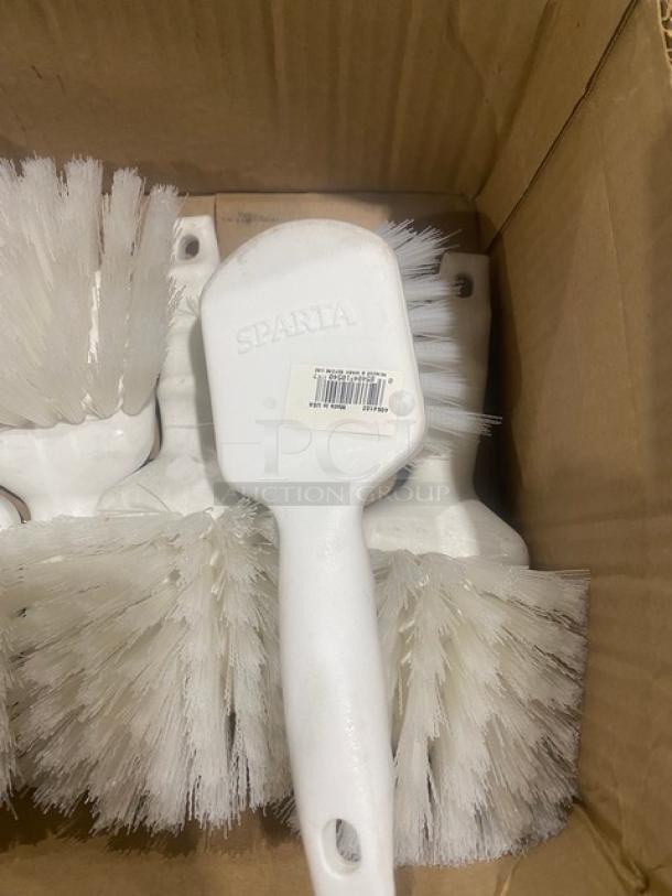 NEW! Carlisle Sparta Series! Lot Of Commercial White 8" Multi-Purpose Utility Scrub Brushes! With 1-5/8" Polyester Bristles! Model: 4054102! ALL ONE MONEY! - Image 2 of 4