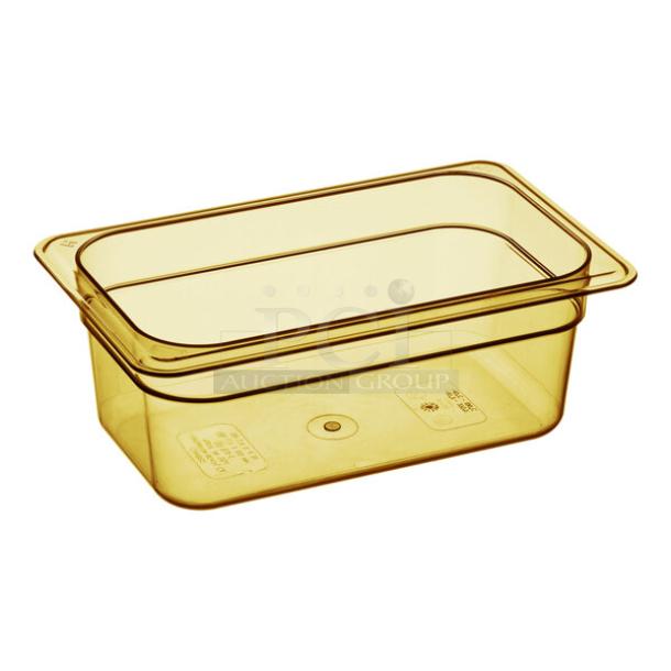 BRAND NEW! Cambro Commercial Amber 1/4 Size 4" Deep High-Heat Food Pans! 6/Case! Model: 44HP150! ALL ONE MONEY! - Image 1 of 5