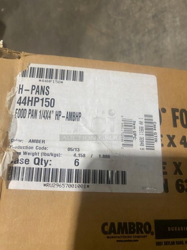 BRAND NEW! Cambro Commercial Amber 1/4 Size 4" Deep High-Heat Food Pans! 6/Case! Model: 44HP150! ALL ONE MONEY! - Image 5 of 5