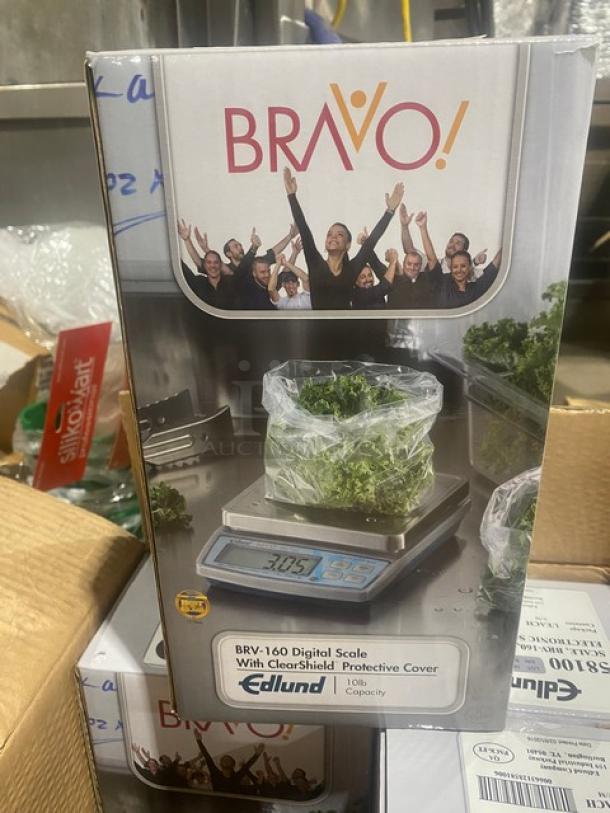BRAND NEW! Edlund Bravo Series Commercial Stainless Steel Electric Powered Countertop 10 Lb. Digital Portion Scale! With ClearShield Protective Cover! With Easy-To-Read LCD Display! Model: BRV-160 SN: 014936! - Image 2 of 4