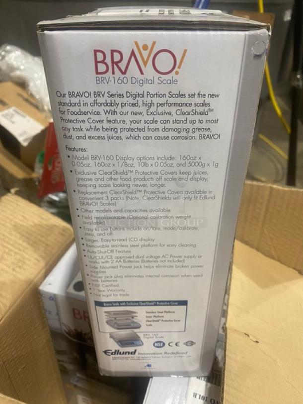 BRAND NEW! Edlund Bravo Series Commercial Stainless Steel Electric Powered Countertop 10 Lb. Digital Portion Scale! With ClearShield Protective Cover! With Easy-To-Read LCD Display! Model: BRV-160 SN: 014939! - Image 3 of 4