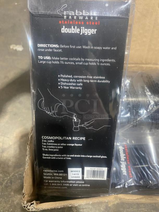 BRAND NEW! Rabbit Commercial Stainless Steel Heavy Duty 1.5 Oz. / .5 Oz. Double Sided Jigger! Model: W9953! 6X your Bid! - Image 3 of 4