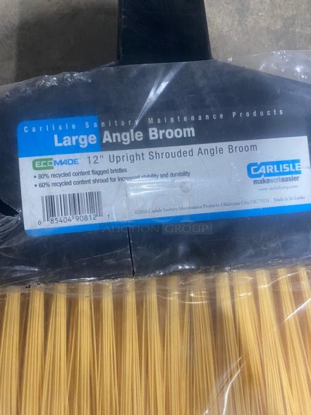 BRAND NEW! Carlisle EcoMade Series Commercial Black 12" Large Upright Shrouded Angle Broom! With 48" Durable Plastic-Coated Steel Handle & Swivel Hanging Cap! 2X Your Bid! - Image 4 of 4