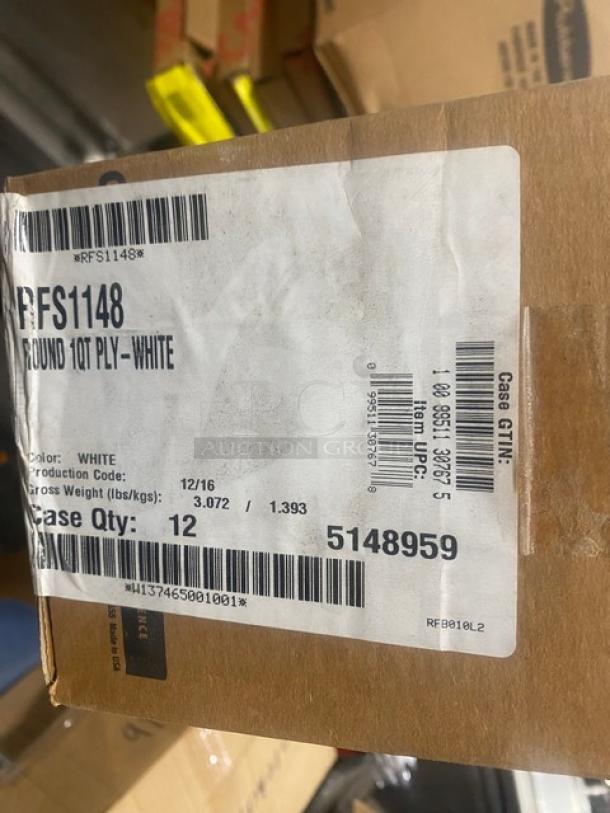 BRAND NEW! Cambro Commercial White Polycarbonate 1 Qt. Round Food Storage Containers! With Handles! 12/Case! Model: RFS1148! ALL ONE MONEY! - Image 6 of 7