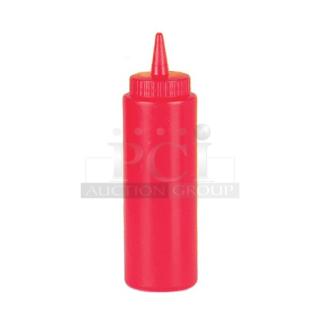 BRAND NEW! Johnson Rose Commercial Red High Density Polyethylene 12 Oz. Ketchup/Condiment Squeeze Bottles! With Twist On Lids! Model: 6942! 7X Your Bid!