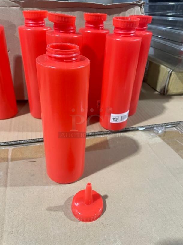 BRAND NEW! Johnson Rose Commercial Red High Density Polyethylene 12 Oz. Ketchup/Condiment Squeeze Bottles! With Twist On Lids! Model: 6942! 7X Your Bid! - Image 2 of 4