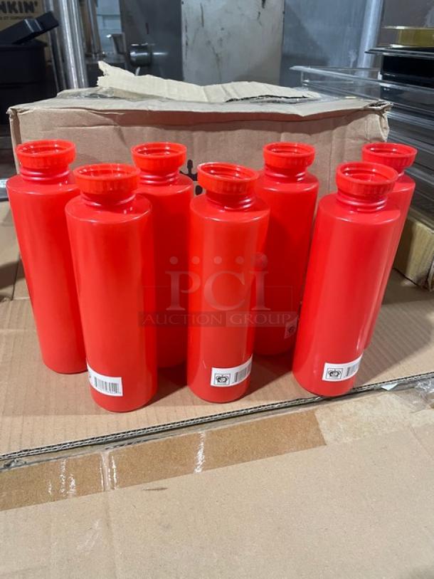 BRAND NEW! Johnson Rose Commercial Red High Density Polyethylene 12 Oz. Ketchup/Condiment Squeeze Bottles! With Twist On Lids! Model: 6942! 7X Your Bid! - Image 4 of 4