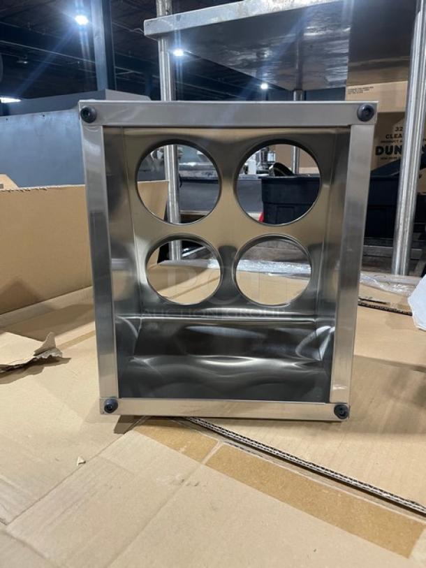 BRAND NEW! Update International Commercial Stainless Steel Countertop 4-Hole Flatware Cylinder Holder! With Rolled Edges! Model: FCH-4! - Image 4 of 5
