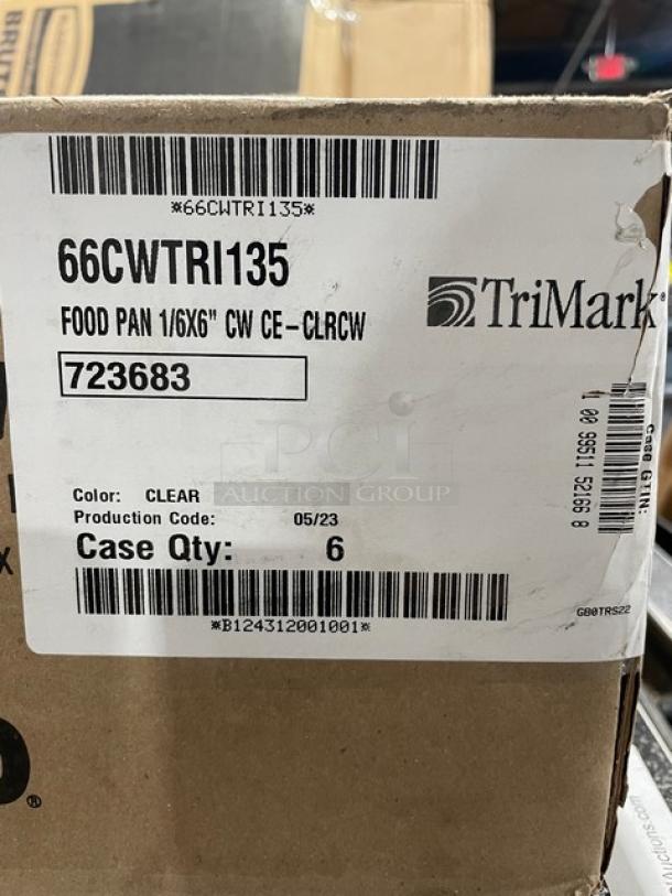 BRAND NEW! Cambro Camwear Series Commercial Clear Polycarbonate 1/6 Size 6" Deep Food Pans! 6 Per Case! Model: 66CWTRI135! ALL ONE MONEY! - Image 4 of 4