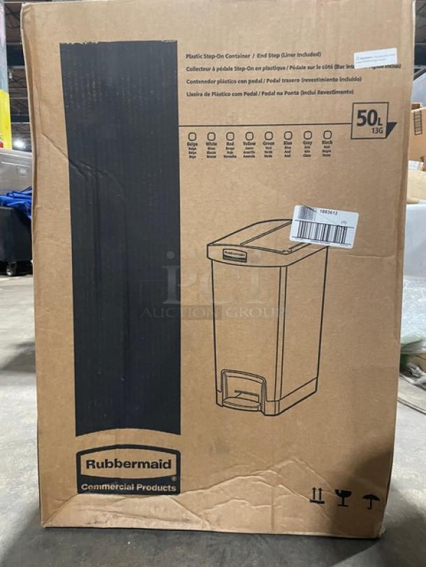 BRAND NEW! Rubbermaid Slim Jim Series Commercial Black Resin Rectangular End Step-On 13 Gal. Trash/Waste Bin! Model: 1883612! - Image 2 of 6