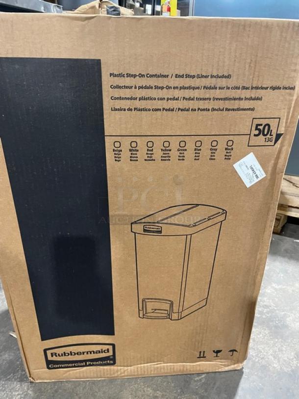 BRAND NEW! Rubbermaid Slim Jim Series Commercial Black Resin Rectangular End Step-On 13 Gal. Trash/Waste Bin! Model: 1883612! - Image 4 of 6