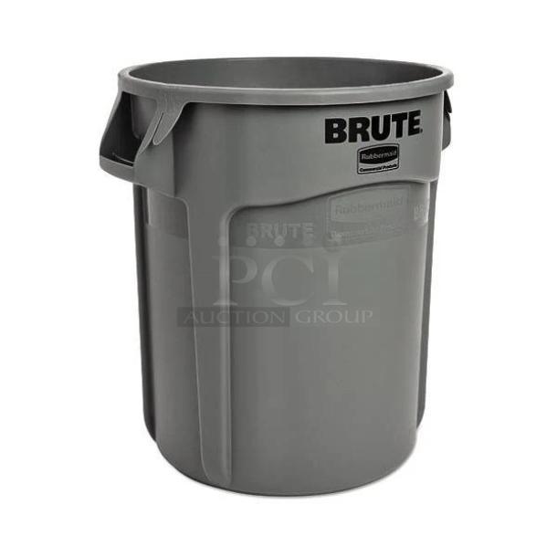 BRAND NEW! Rubbermaid BRUTE Series Commercial Gray Round 10 Gal. Trash/Waste Bin! With Handles! Model: FG261000GRAY! 6X Your Bid! - Image 1 of 6