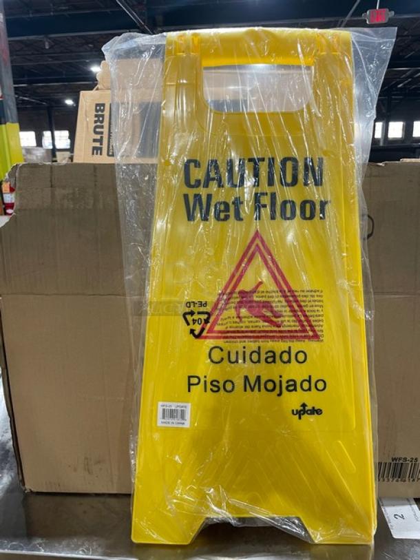 BRAND NEW! Update International Commercial Yellow Fold-Out Style 24" Caution/Wet Floor Signs! Model: WFS-25! 10X Your Bid! - Image 2 of 4