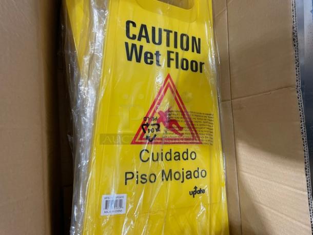 BRAND NEW! Update International Commercial Yellow Fold-Out Style 24" Caution/Wet Floor Signs! Model: WFS-25! 10X Your Bid! - Image 3 of 4