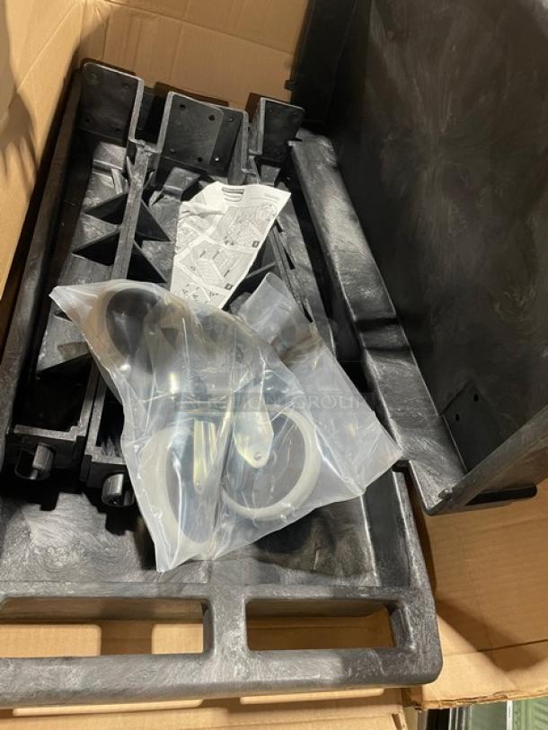 BRAND NEW! Rubbermaid Commercial Black Heavy Duty 2-Tier Small Lipped Utility Pushcart! Model: FG9T6600BLA! With Casters! - Image 4 of 4