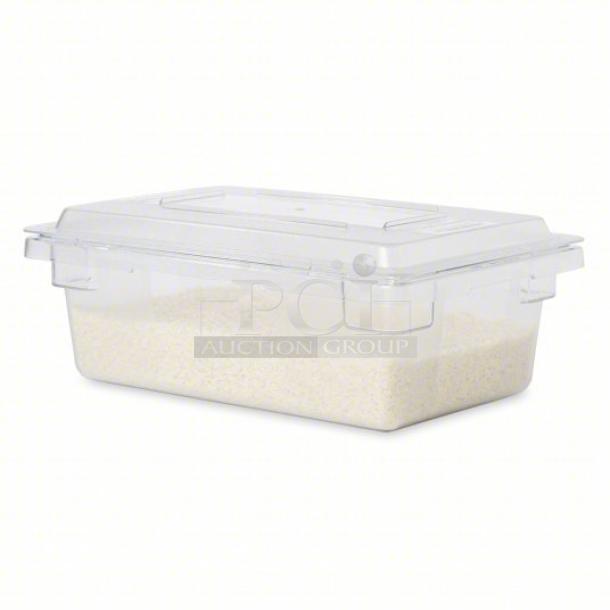BRAND NEW! Rubbermaid Commercial Clear Polycarbonate 3.5 Gal. Rectangular Food Storage Container/Tote Box! Model: FG330900CLR! With Rubbermaid Commercial Clear Polycarbonate 18"x12" Rectangular Lid/Cover! Model: FG331000CLR! ALL ONE MONEY! - Image 1 of 6
