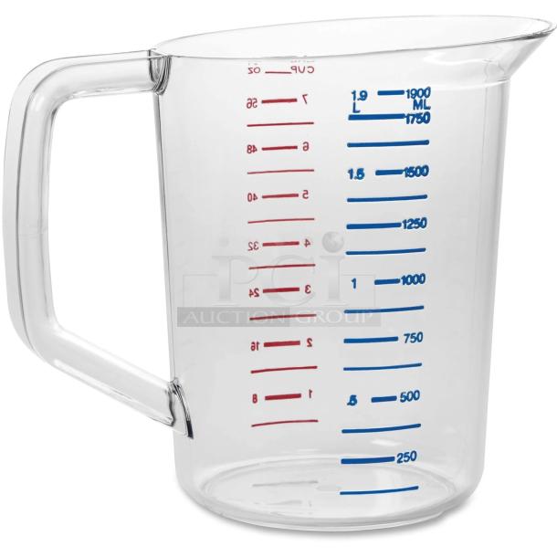 BRAND NEW! Rubbermaid Commercial Clear Polycarbonate Break-Resistant 2 Qt. Bouncer Measuring Cup! Model: FG321700CLR! 5X Your Bid! - Image 1 of 5