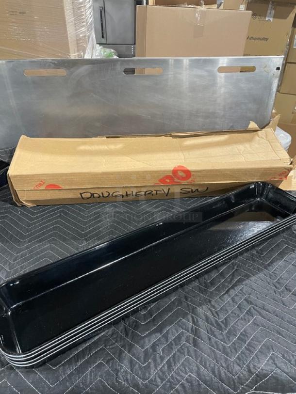 BRAND NEW! Cambro Commercial Black Fiberglass 6-9/16" x 30" x 2" Rectangular Market Display Tray/Pan! Model: 6302MT110! 9X Your Bid! - Image 2 of 5