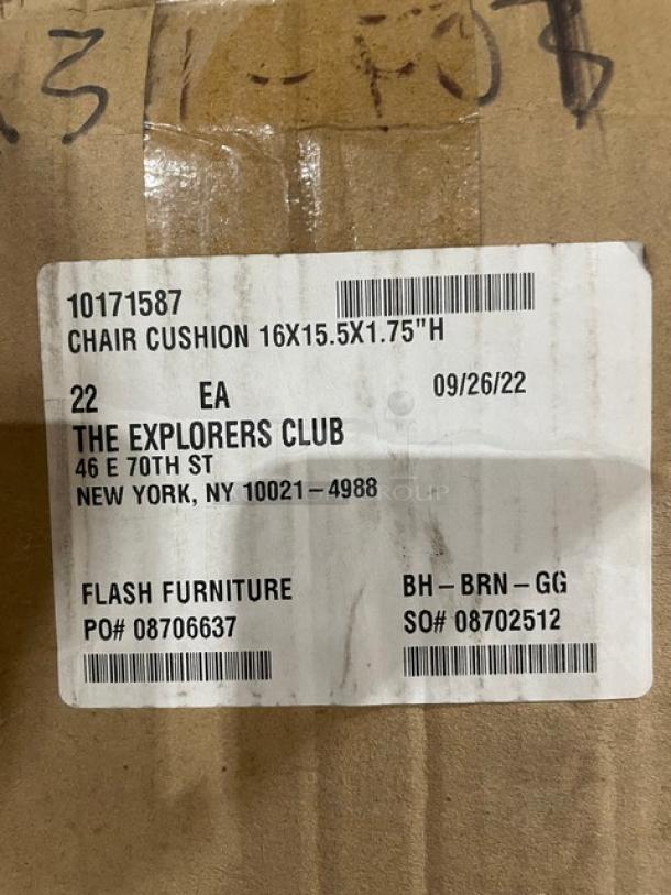 BRAND NEW! Flash Furniture Commercial Brown Polyester 1-3/4" Thick Chair Cushions! With Hook & Loop Type Fasteners! Model: BH-BRN-GG! 21X Your Bid! - Image 6 of 6