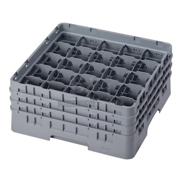 BRAND NEW! Cambro Camrack Series Commercial Gray 6-7/8" High Customizable 25 Compartment Glass Rack! With 3 Extenders! Model: 25S638151! 3X Your Bid! - Image 1 of 5