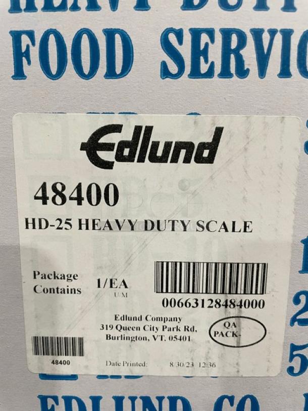 BRAND NEW! Edlund! 2023 Late Model! Commercial Stainless-Steel Heavy-Duty Countertop 25 Lb. Mechanical Dial Food Service Portion Scale! Model: HD-25! - Image 3 of 3