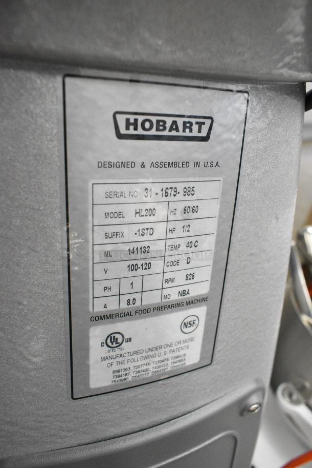 BRAND NEW SCRATCH AND DENT! Hobart Legacy HL200 Metal Commercial Countertop 20 Quart Planetary Dough Mixer w/ Stainless Steel Mixing Bowl, Bowl Guard, Whisk and Paddle Attachments. 100-120 Volts, 1 Phase. Tested and Working! - Image 10 of 15