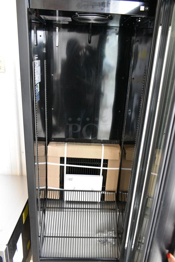 BRAND NEW SCRATCH AND DENT! 2024 True CVM-13-HC 24 7/8" Black Refrigerated Contemporary Glass Door Merchandiser with LED Lighting. 115 Volts, 1 Phase. Tested and Working! - Image 6 of 10