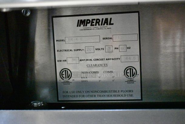 BRAND NEW SCRATCH AND DENT! Imperial Range IR-4-E Stainless Steel Commercial Pro Series 24" Space Saver Electric Range with 4 Round Plates and 20" Oven. 208 Volts, 3 Phase. - Image 10 of 10