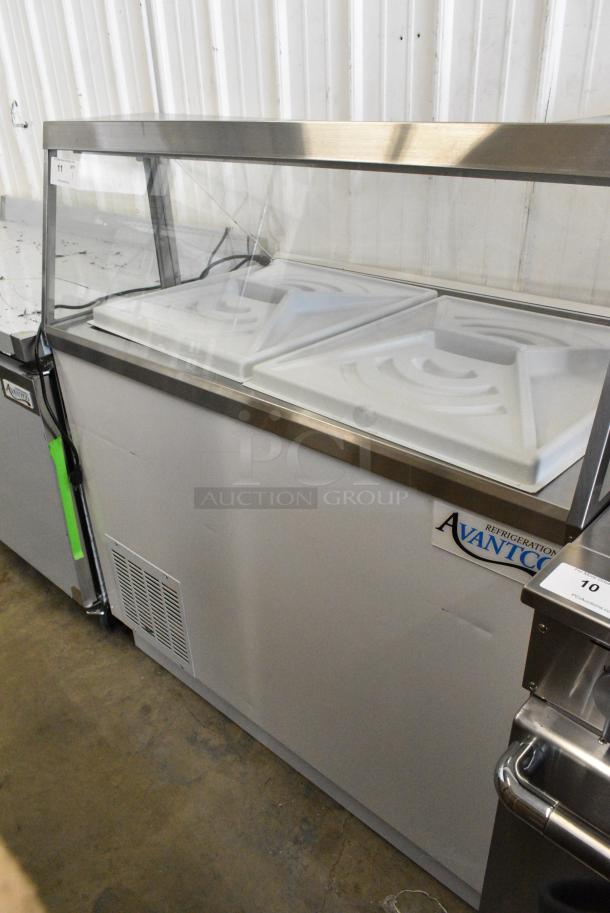 BRAND NEW SCRATCH AND DENT! 2023 Avantco 178CPW47HC Metal Commercial 47 1/8" 8 Tub White Deluxe Ice Cream Dipping Cabinet. 115 Volts, 1 Phase. Tested and Working! - Image 1 of 7