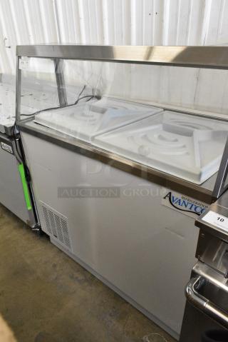BRAND NEW SCRATCH AND DENT! 2023 Avantco 178CPW47HC Metal Commercial 47 1/8" 8 Tub White Deluxe Ice Cream Dipping Cabinet. 115 Volts, 1 Phase. Tested and Working!