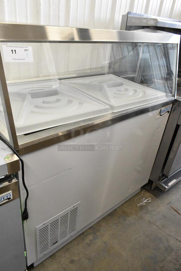 BRAND NEW SCRATCH AND DENT! 2023 Avantco 178CPW47HC Metal Commercial 47 1/8" 8 Tub White Deluxe Ice Cream Dipping Cabinet. 115 Volts, 1 Phase. Tested and Working! - Image 2 of 7