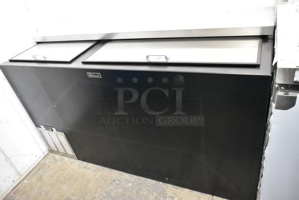 BRAND NEW SCRATCH AND DENT! 2024 Perlick BC60RT-3 Metal Commercial 60" Black Horizontal Flat Top Bottle Cooler w/ 2 Sliding Lids. 115 Volts, 1 Phase. Tested and Working! - Image 1 of 6