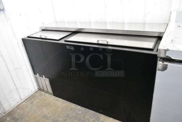 BRAND NEW SCRATCH AND DENT! 2024 Perlick BC60RT-3 Metal Commercial 60" Black Horizontal Flat Top Bottle Cooler w/ 2 Sliding Lids. 115 Volts, 1 Phase. Tested and Working! - Image 2 of 6