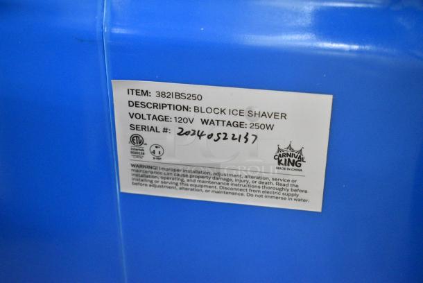 BRAND NEW SCRATCH AND DENT! Carnival King 382IBS250 Metal Commercial Countertop Block Ice Shaver. 120 Volts, 1 Phase. Tested and Working! - Image 9 of 9