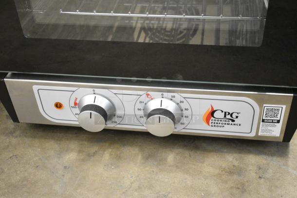 BRAND NEW SCRATCH AND DENT! Cooking Performance Group CPG COQ-T3-A Stainless Steel Commercial Electric Powered Thermostatic Countertop 3 Tray Quarter Size Convection Oven. 120 Volts, 1 Phase. Tested and Working! - Image 3 of 6