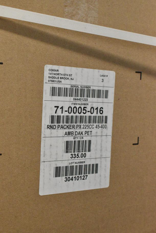 2 BRAND NEW SCRATCH AND DENT! Items Including Comar 71-0005-016 225cc (7.6 oz.) Dark Amber Packer Bottle - 335/Case 500PK225A and Comar 71-0009-014 120cc (4 oz.) Dark Amber Packer Bottle - 470/Case. 2 Times Your Bid! Stock Picture Used for Gallery - Image 3 of 6