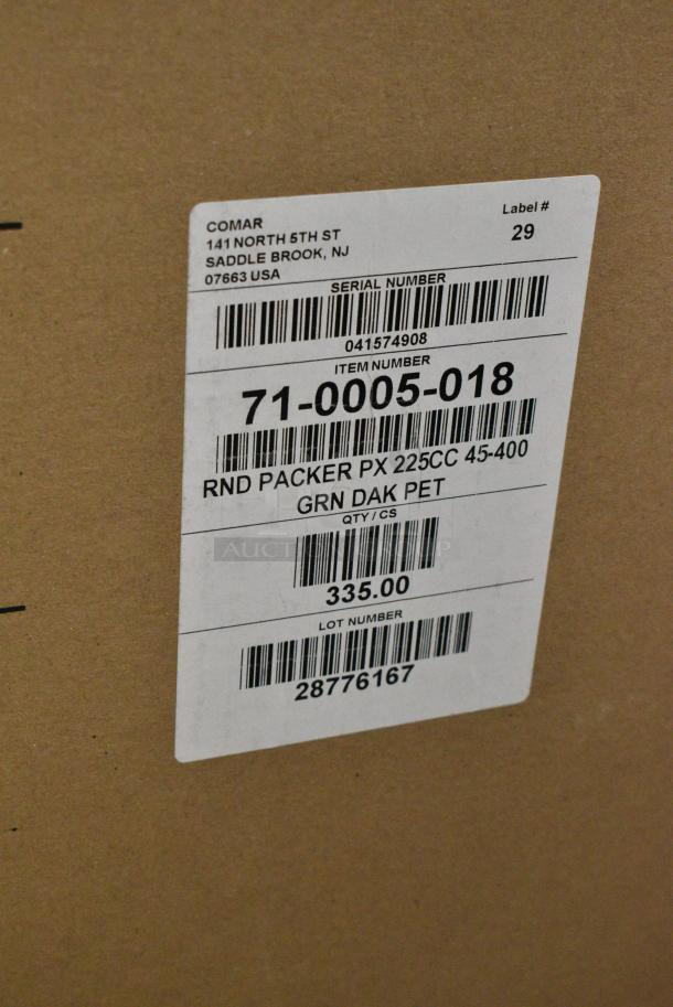 2 BRAND NEW SCRATCH AND DENT! Items Including Comar 71-0005-021 225cc (7.6 oz.) Clear PET Packer Bottle - 335/Case 500PK225C and Comar 71-0005-018 225cc (7.5 oz.) Green PET Packer Bottle - 335/Case 500PK225G. 2 Times Your Bid! Stock Picture Used for Gallery - Image 4 of 4