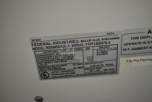 BRAND NEW SCRATCH AND DENT! Federal RSSM560SC-3 Metal Commercial Open Grab N Go Merchandiser on Commercial Casters. 120/208-240 Volts, 1 Phase. - Image 6 of 6