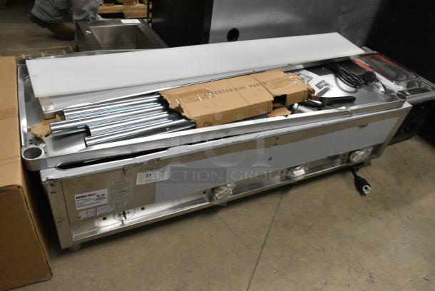 BRAND NEW SCRATCH AND DENT! 2024 ServIt 423EST4WS500 Stainless Steel Commercial Four Pan Sealed Well Electric Steam Table with Adjustable Undershelf. 120 Volts, 1 Phase. Cannot Test Due To Plug Style - Image 2 of 10
