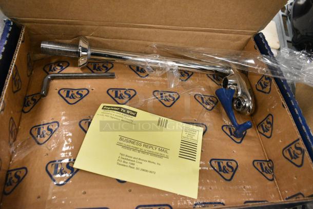 BRAND NEW SCRATCH AND DENT! T&S B-1210-01 Deck Mount Push Back Glass Filler with 10" Pedestal - 1/2" NPT Male Inlet - Image 1 of 5