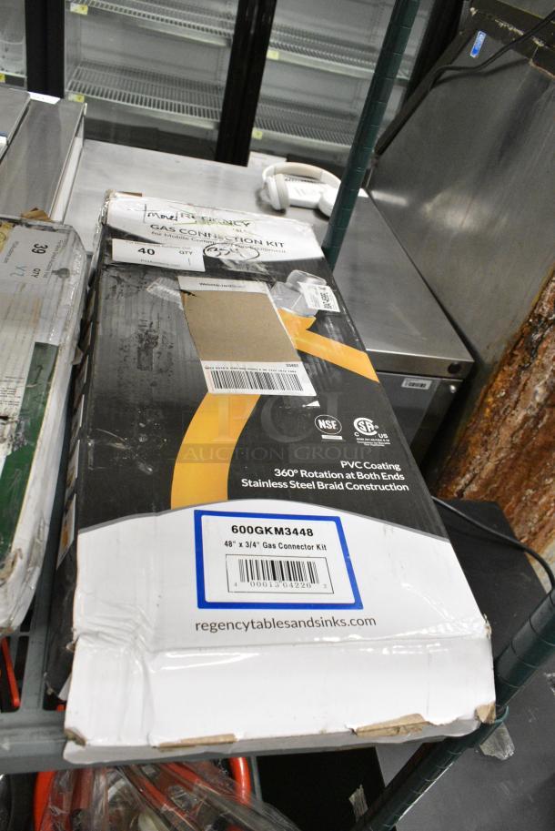 BRAND NEW SCRATCH AND DENT! Regency 600GKM3448 48" Mobile Gas Connector Hose Kit with 2 Elbows, Full Port Valve, Restraining Device, and Quick Disconnect - 3/4" - Image 2 of 3