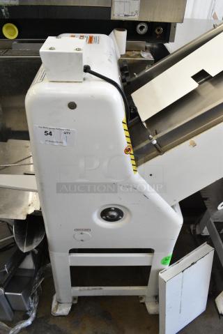 Oliver 797-32NC Metal Commercial Floor Style Bread Loaf Slicer on Commercial Casters. 115 Volts, 1 Phase. Cannot Test Due To Cut Power Cord