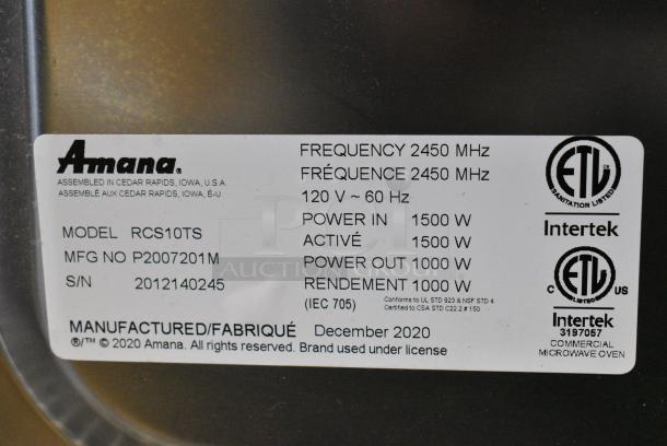 2020 Amana RCS10TS Stainless Steel Commercial Countertop Microwave Oven. 120 Volts, 1 Phase. - Image 6 of 6