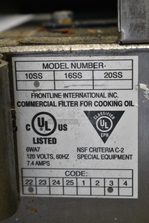 Frontline 10SS Stainless Steel Commercial Portable Waste Oil Caddy on Commercial Casters. - Image 9 of 9