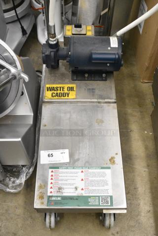 Frontline 10SS Stainless Steel Commercial Portable Waste Oil Caddy on Commercial Casters.