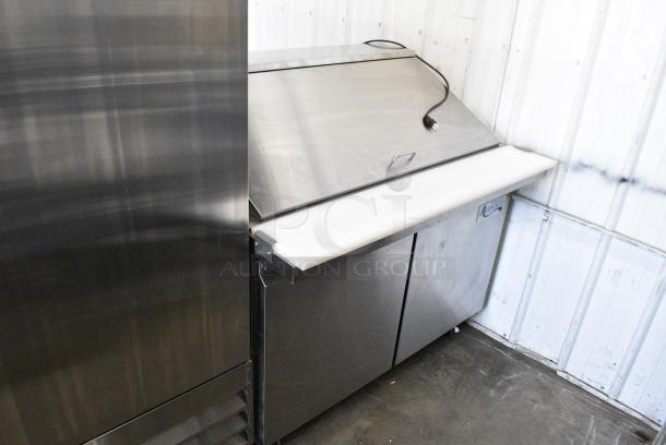 2023 Avantco 178SSPT48MHC Stainless Steel Commercial Sandwich Salad Prep Table Bain Marie Mega Top on Commercial Casters. 115 Volts, 1 Phase. Tested and Working! - Image 1 of 10