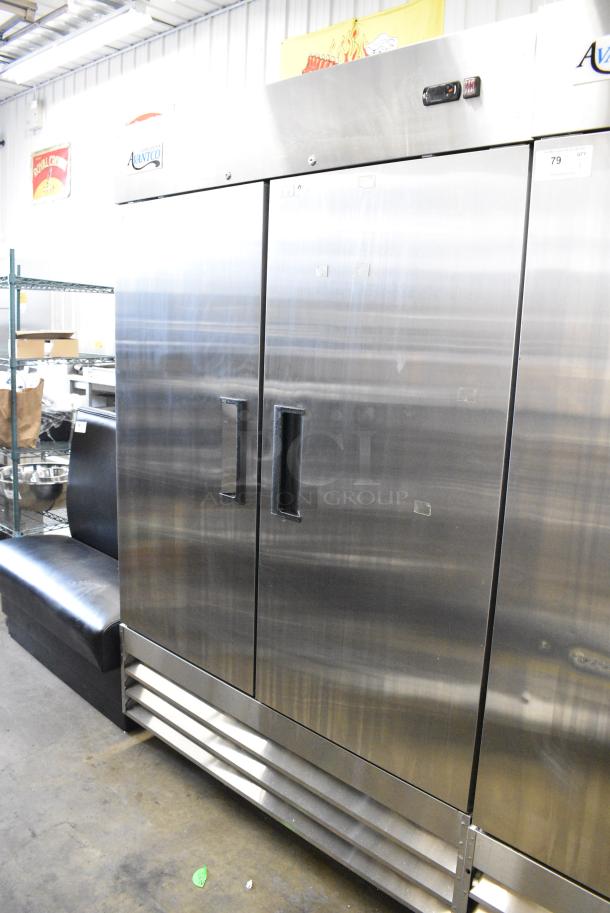 2023 Avantco 178A49FHC Stainless Steel Commercial 2 Door Reach In Freezer on Commercial Casters. 115 Volts, 1 Phase. Tested and Working! - Image 1 of 6