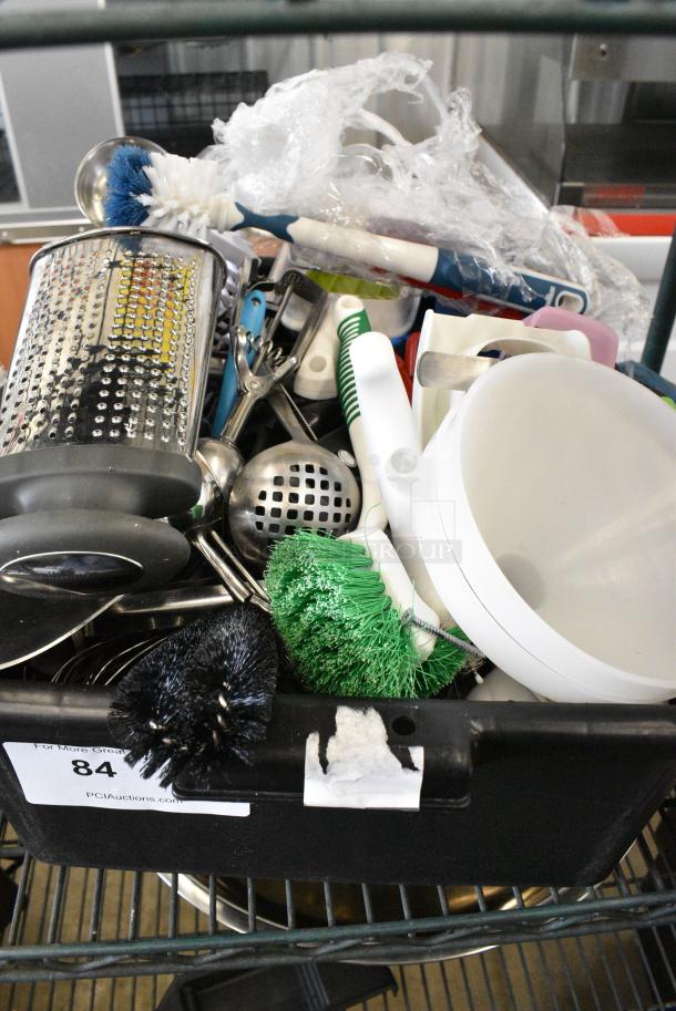 ALL ONE MONEY! Lot of Various Items Including Utensils in Bus Bin - Image 2 of 4