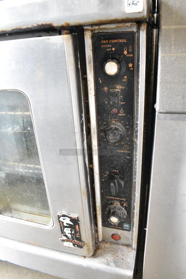 Montague Stainless Steel Commercial Natural Gas Powered Full Size Convection Oven w/ View Through Doors, Metal Oven Racks and Thermostatic Controls on Commercial Casters. - Image 4 of 8